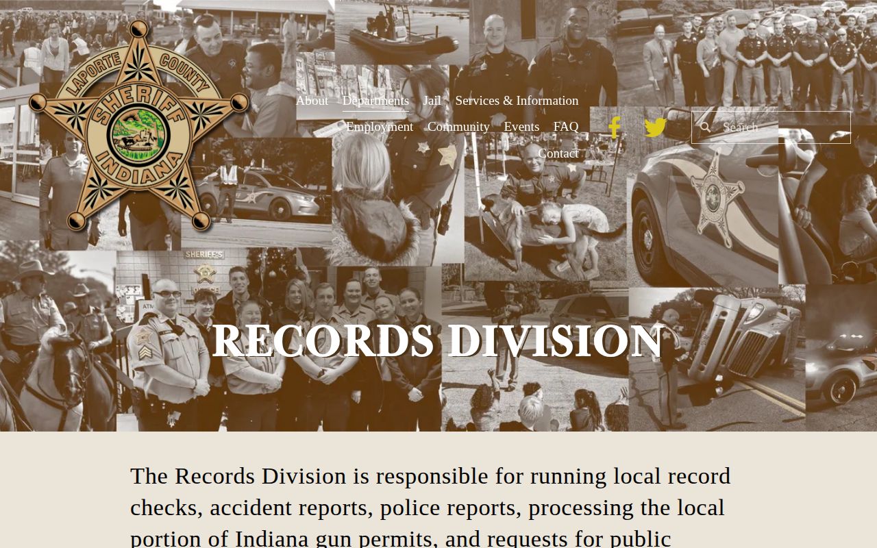 LaPorte County sheriff booking record request information